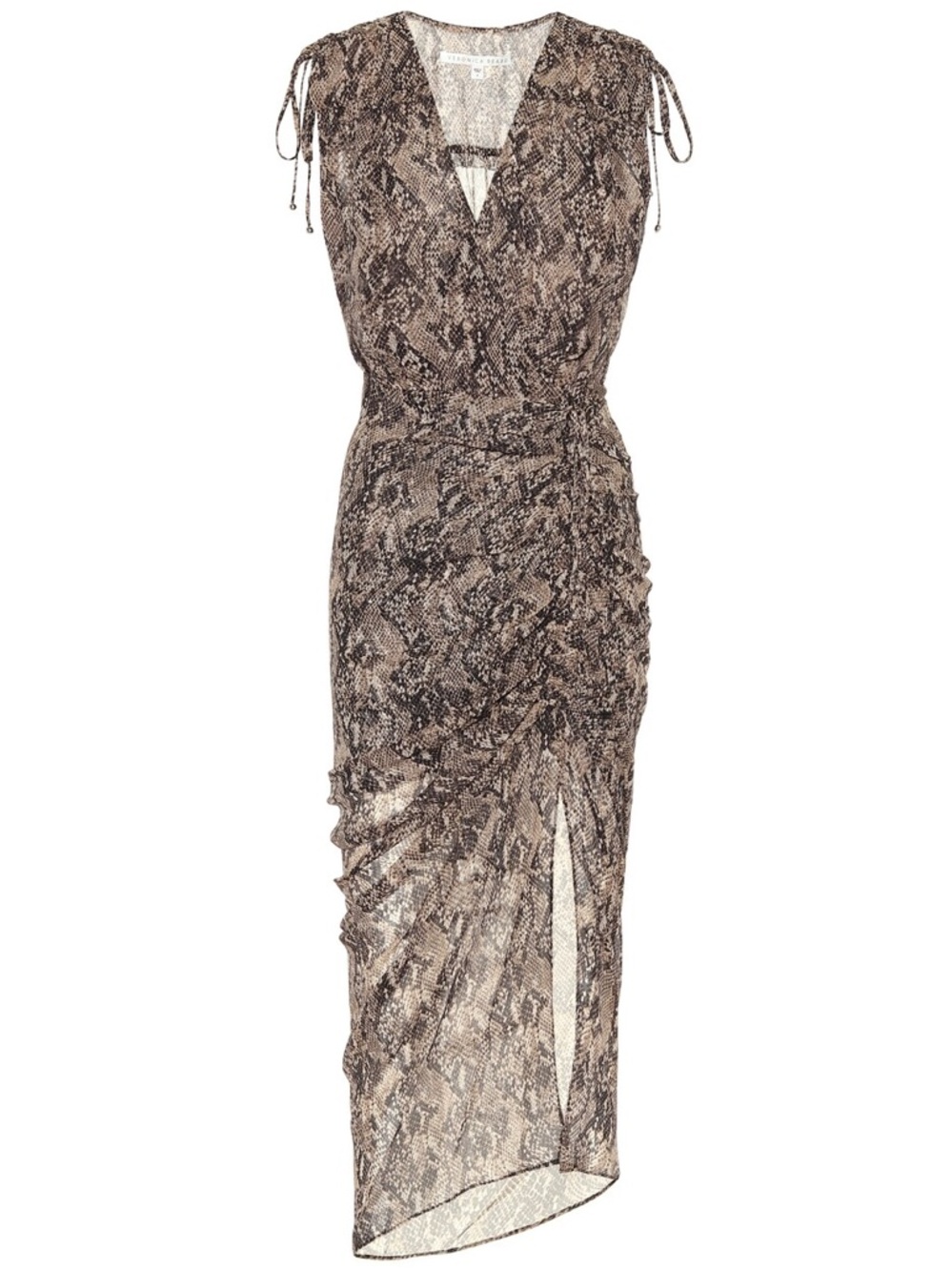 Veronica Beard Brown Snake-Print Asymmetrical Wrap Dress